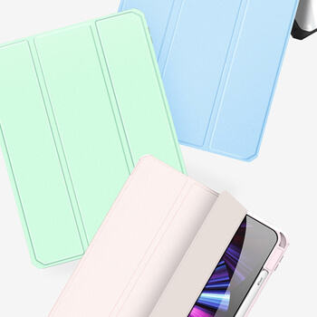 2v1 Smart flip cover+zadný silikónový ochranný obal s držiakom na pero pre Xiaomi Redmi Pad SE - svetlo modrý