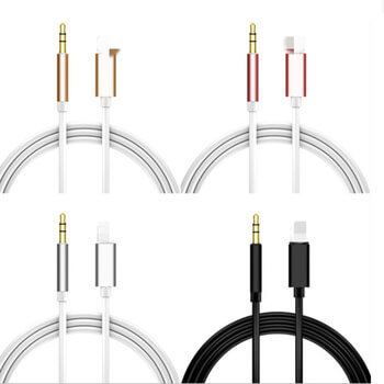 Audio Jack prepojovací kábel AUX redukcia s Lightning konektorom svetlo ružový