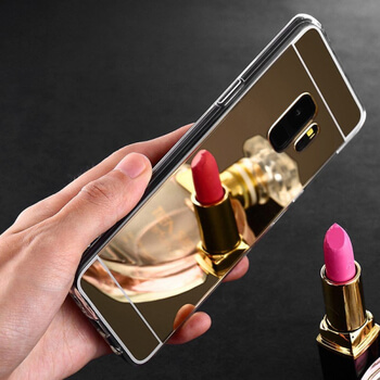 Silikónový zrkadlový ochranný obal pre Samsung Galaxy A8 2018 A530F - zlatý