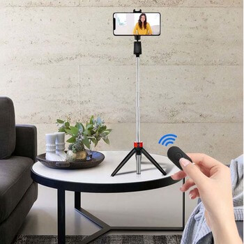 3v1 Bluetooth bezdrôtová skladacia selfie tyč 70 cm s Tripod statívom as diaľkovým ovládaním - čierna