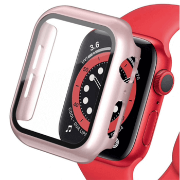 2v1 Kryt s ochranným sklom na Apple Watch 41 mm (7.série) - svetlo ružový