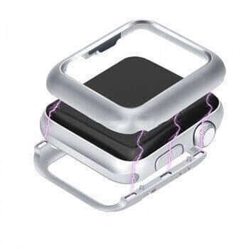 Magnetický hliníkový ochranný rámik pre Apple Watch 45 mm (7.série) - strieborný