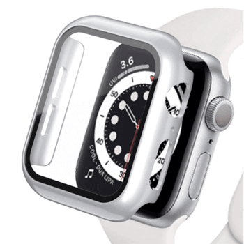 2v1 Kryt s ochranným sklom na Apple Watch 45 mm (7.série) - strieborný