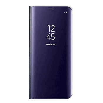 Zrkadlový silikónový flip obal pre Samsung Galaxy S22 Plus 5G - modrý