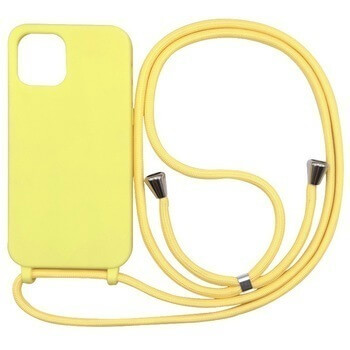 Gumový ochranný kryt so šnúrkou na krk pre Apple iPhone 12 Pro - žltý
