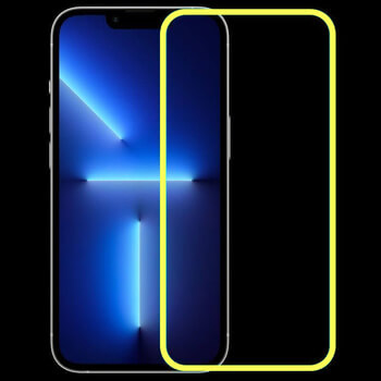 Ochranné tvrzené sklo se svítícím rámečkem pro Apple iPhone 14 - žlté