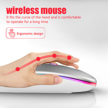 Bezdrôtová dobíjacia myš s LED podsvietením biela