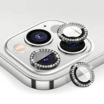 Luxusné ochranné sklo na šošovku fotoaparátu a kamery pre Apple iPhone 15 Pro - čierne