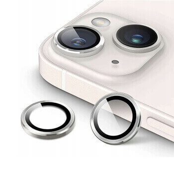Metalické ochranné sklo na šošovku fotoaparátu a kamery pre Apple iPhone 15 Pro Max - strieborné