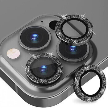 Trblietavé ochranné sklo na šošovku fotoaparátu a kamery pre Apple iPhone 14 Pro Max - čierne