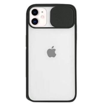 Silikonový ochranný obal s posuvným krytem na fotoaparát pre Apple iPhone 14 Pro Max - čierny