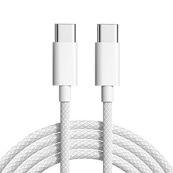 Nylónový nabíjací kábel USB-C - USB-C 2m - biely